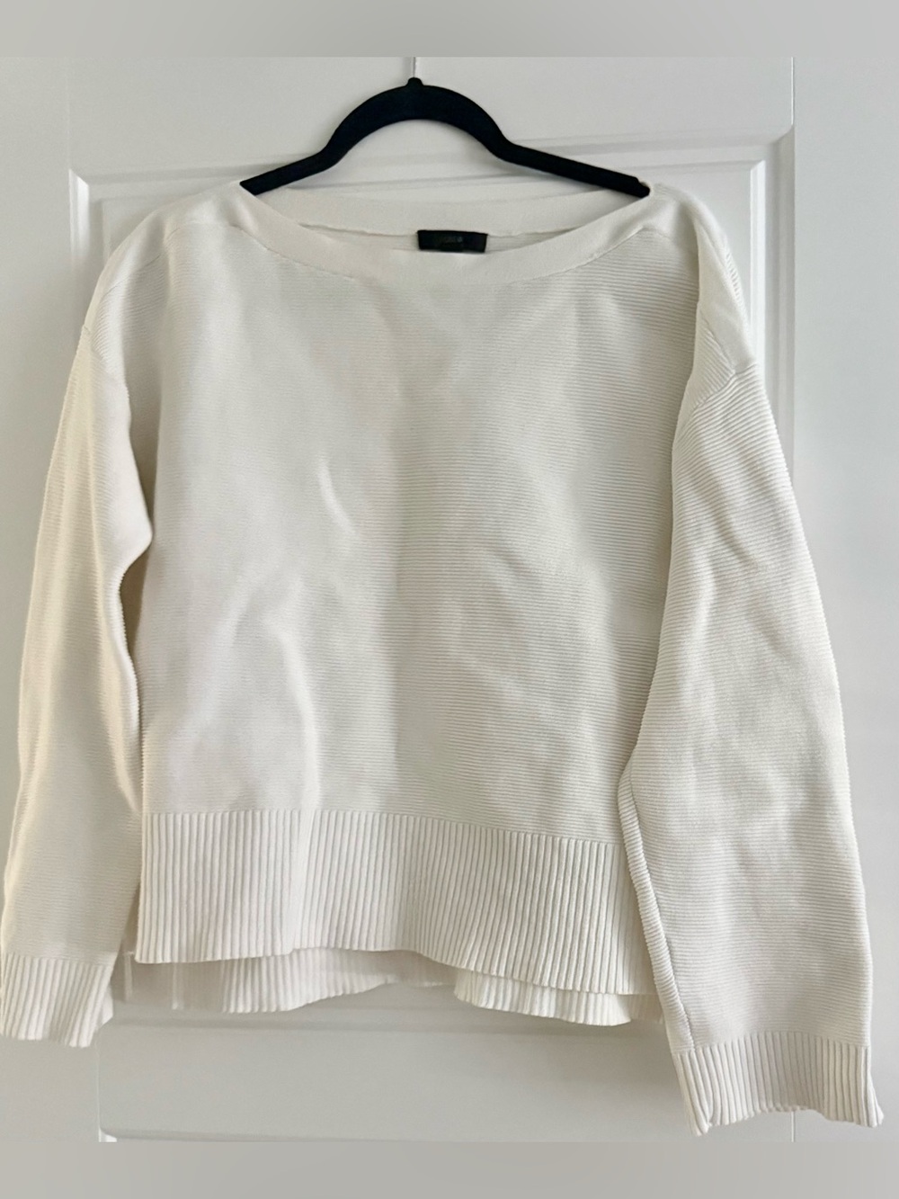 Women's Oversized Cropped Boatneck Rib Sweater